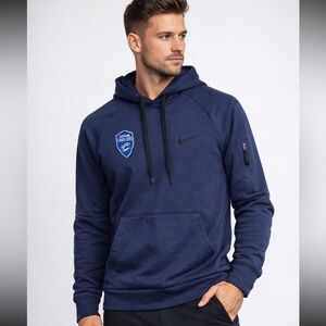 Nike Cleveland Cavaliers Navy Blue Hoodie Men’s Medium NBA Therma-Fit Arm Pocket